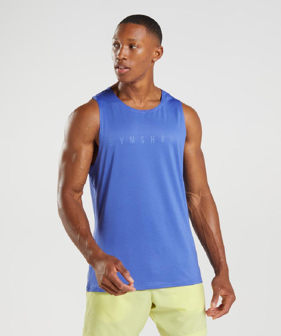 Camiseta Tirantes Gymshark Deporte Stripe Hombre Azules | CO 3230YXF